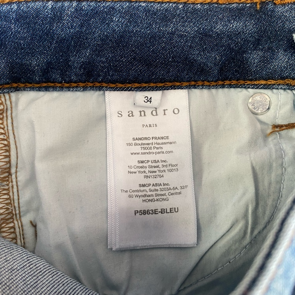 SANDRO Paris Star-print Skinny Mid-rise Jeans In Blue Ladies 34 or US 2 - Picture 7 of 13
